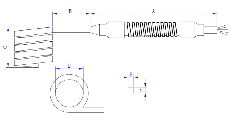 Micro Tubular Spring Coil Heaters drawing